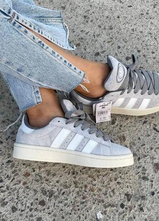 Кросівки adidas campus 00s light grey/white premium1 фото