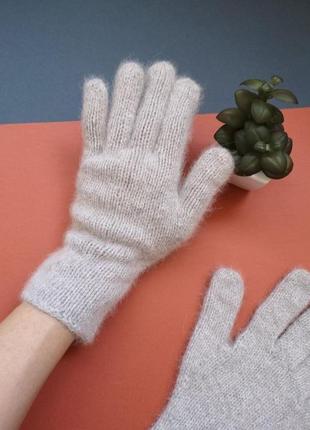 В'язані теплі натуральні рукавички з лисиці та шерсть ексклюзивно1 фото