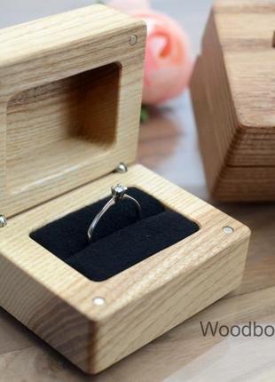 Дерев'яна коробочка шкатулка для каблучки, кільця сережок,3 фото