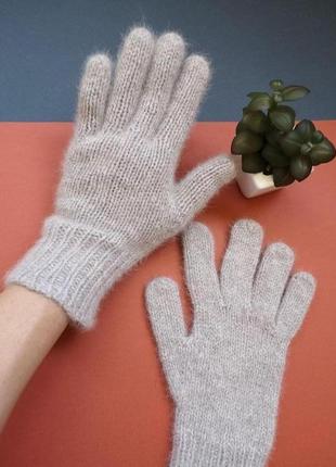 В'язані теплі натуральні рукавички з лисиці та шерсть ексклюзивно4 фото