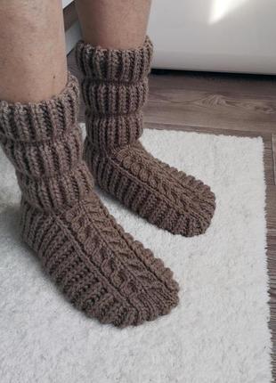 Вязаные теплые зимние носки шерсть