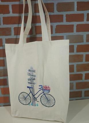 Еко сумка-шоппер. вело paris.2 фото