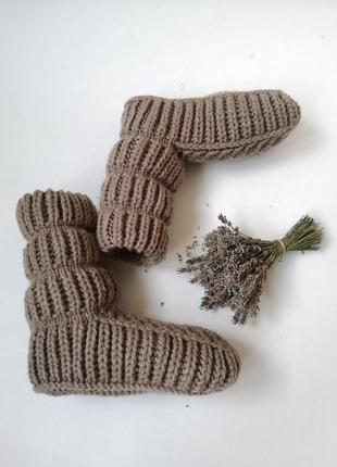 В'язані теплі зимові шкарпетки шерсть2 фото