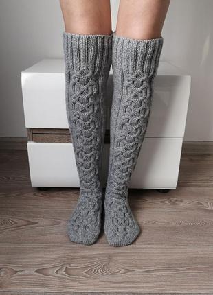 Вязаные высокие шертяные теплые зимние носки гольфы8 фото