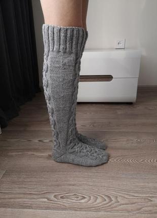 Вязаные высокие шертяные теплые зимние носки гольфы3 фото
