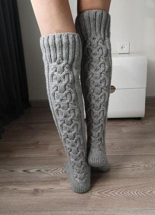 Вязаные высокие шертяные теплые зимние носки гольфы5 фото