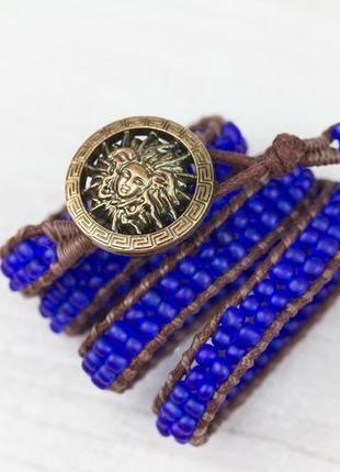Спіральний синій браслет ручної роботи "new york"5 фото