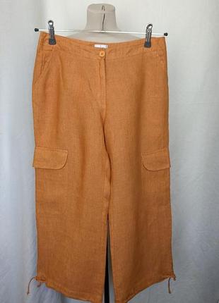 Льняные брюки с накладными карманами collection