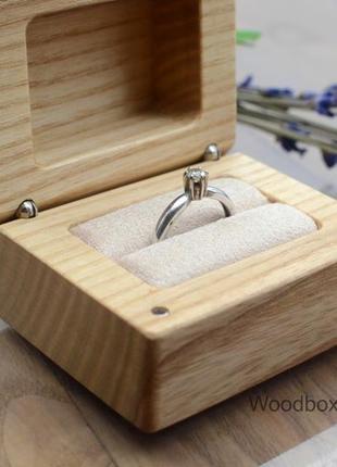 Деревянная коробочка шкатулка футляр для кольца, колец3 фото