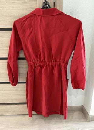Платье-рубашка красного цвета zara2 фото