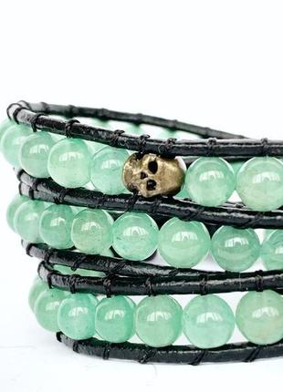 Спиральный браслет  чан лу chan luu из натуральных камней. зеленый авантюрин3 фото