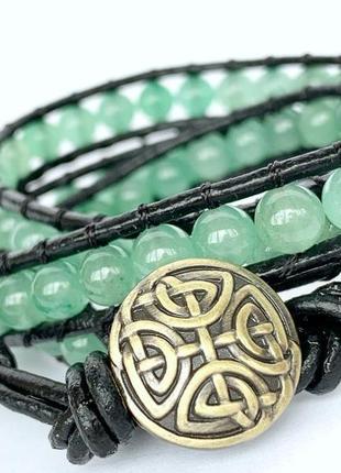 Спиральный браслет  чан лу chan luu из натуральных камней. зеленый авантюрин7 фото