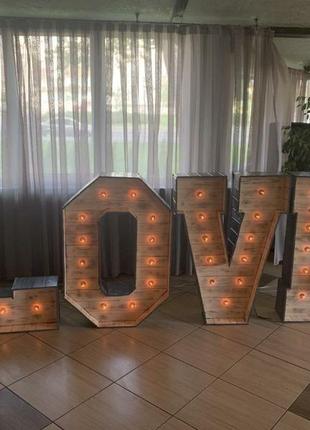Ретро буквы с лампочками,свадебная фотозона,декор для фотосессии4 фото