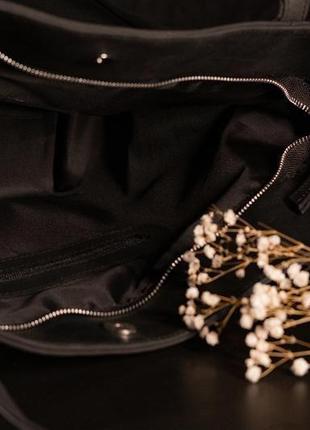 Черная кожаная женская сумка шоппер10 фото
