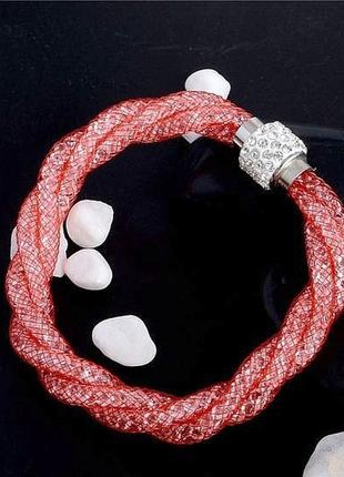 🏵 красный браслет в кристаллах звёздная пыль, новый! арт. 9909