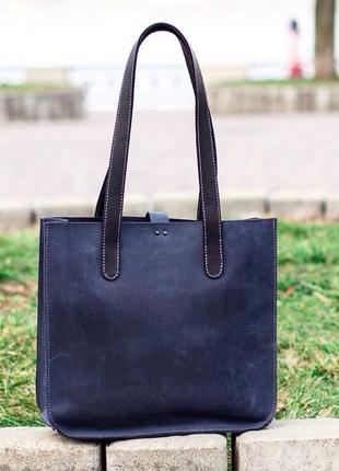 Женская кожаная сумка милан, шоппер из винтажной кожи3 фото