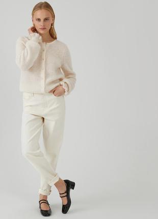 Laredoute collection alpaca mix cardigan элегантный кардиган with ruffled cuffs and crew neck