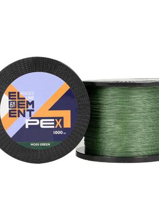 Шнур 1000м 0.205 мм zeox element pe x4 moss green