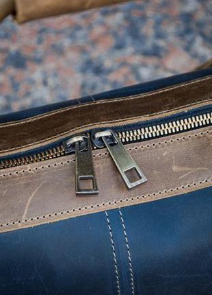 Мужская кожаная сумка, синий портфель для ноутбука4 фото