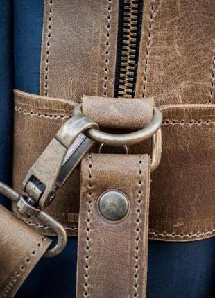 Мужская кожаная сумка, синий портфель для ноутбука5 фото