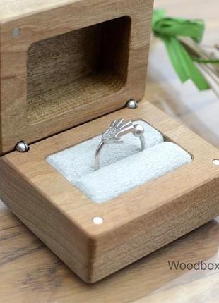 Деревянная коробочка шкатулка футляр для кольца, колец6 фото