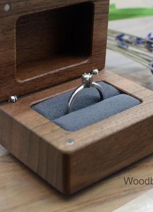 Деревянная коробочка шкатулка футляр для кольца, колец3 фото