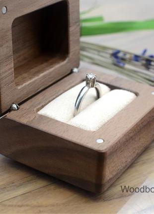 Деревянная коробочка шкатулка футляр для кольца, колец4 фото