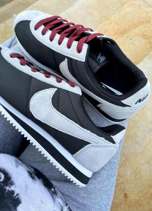 Nike cortez classic leather black grey4 фото