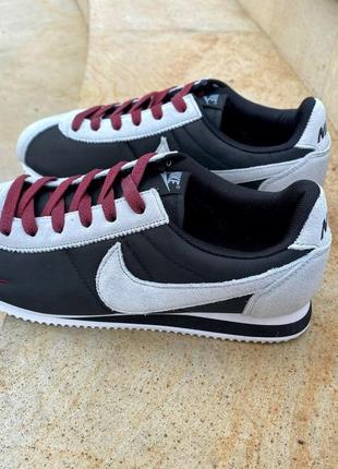 Nike cortez classic leather black grey2 фото