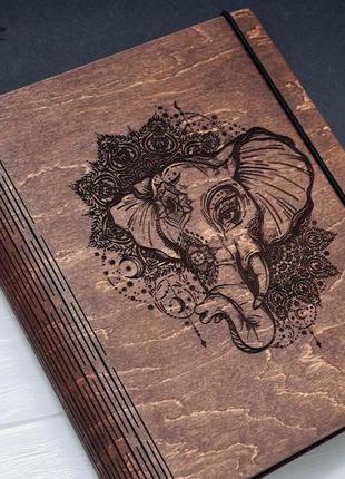 Блокнот з дерева / дерев'яний блокнот / скетчбук "elephant"