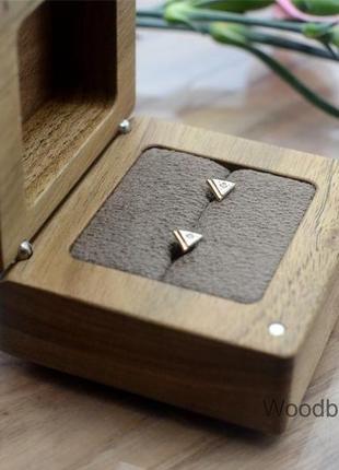 Дерев'яна коробочка скринька футляр для помолвочного кільця, сережок5 фото