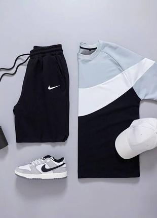 Чоловічий комплект nike футболка+шорти на літо-весну у чорно-сірому кольорі premium якості, стильний та зручний комплект на кожен день1 фото