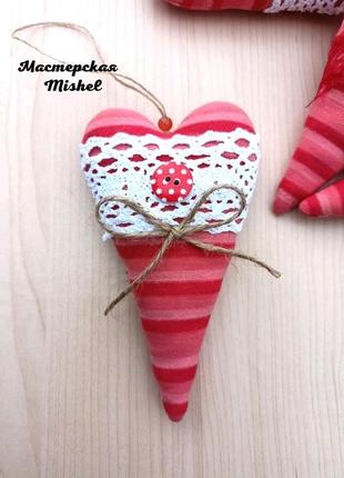 Набір текстильних сердець тільда, 14 лютого, валентинка, декор для фотосесії2 фото