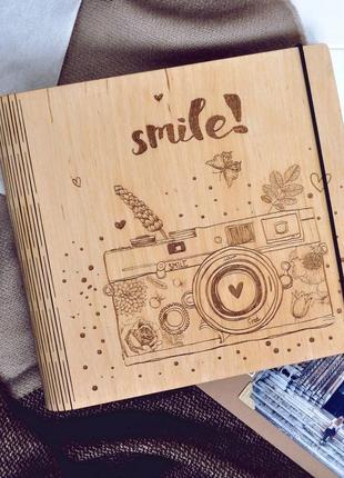 Фотоальбом з дерева / альбом для фотографій "smile"1 фото