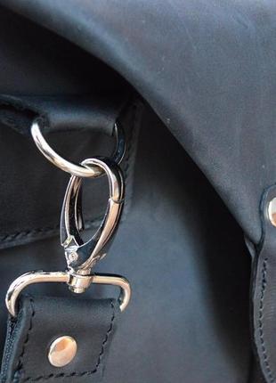 Черная дорожная кожаная сумка sport & travel, спортивная сумка из кожи crazy horse5 фото