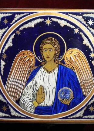 Шкатулка "ангел-хранитель", авторская роспись1 фото
