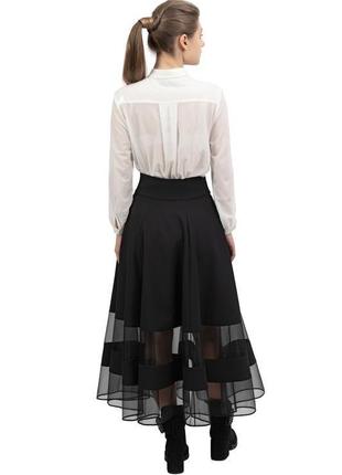Черная юбка с прозрачными вставками3 фото