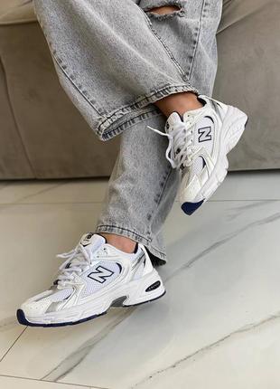 Кроссовки new balance 530 white silver navy белые женские / мужские