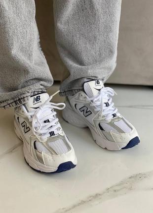 Кроссовки new balance 530 white silver navy белые женские / мужские8 фото