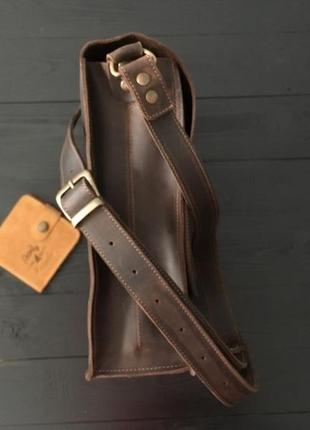 Кожаная мужская сумка на плечо, коричневая кроссбоди2 фото