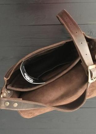 Кожаная мужская сумка на плечо, коричневая кроссбоди3 фото
