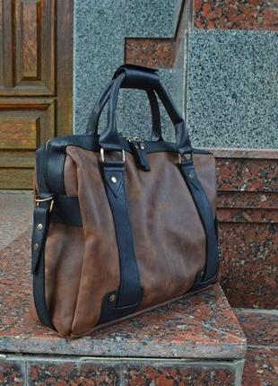 Кожаная сумка для ноутбука, мужская сумка мессенджер2 фото