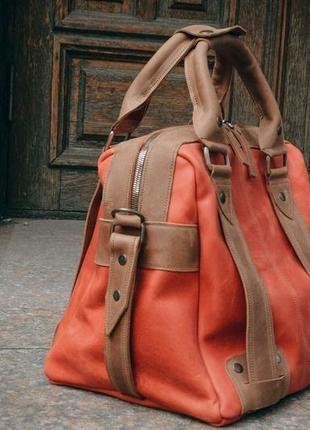 Женская дорожная сумка, красный саквояж, спортивная кожаная сумка6 фото