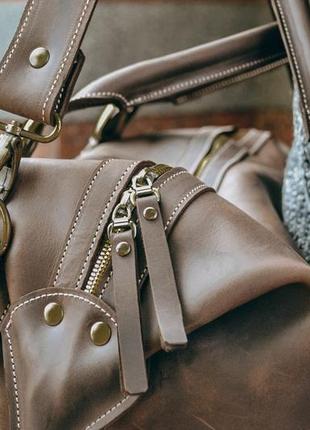 Дорожная мужская кожаная сумка, коричневая спортивная сумка8 фото