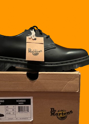 Original🔥 dr. martens 14345001 smooth туфли 1461 mono black сметь черные кожа ботинки unisex