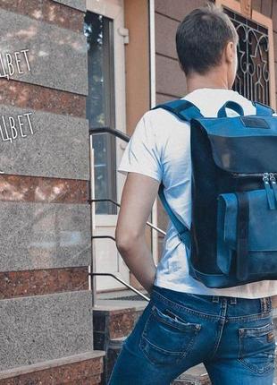 Городской кожаный рюкзак, мужской рюкзак для ноутбука6 фото