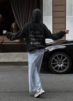 Качественный худи на флисе ❤️ с стразами на спине ❤️ черный худи