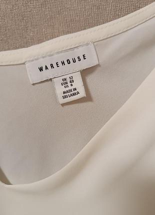 Белый сатиновый топ блуза warehouse майка9 фото