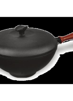 Кастрюля wok чугунная ситон с деревенняй ручкой и крышкой d=260 мм, h=120 мм, объём 3,5 л