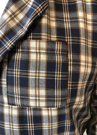 Піжама чоловіча cosy з фланелі (штани+сорочка+футболка) клітина темно-синя/кремова8 фото